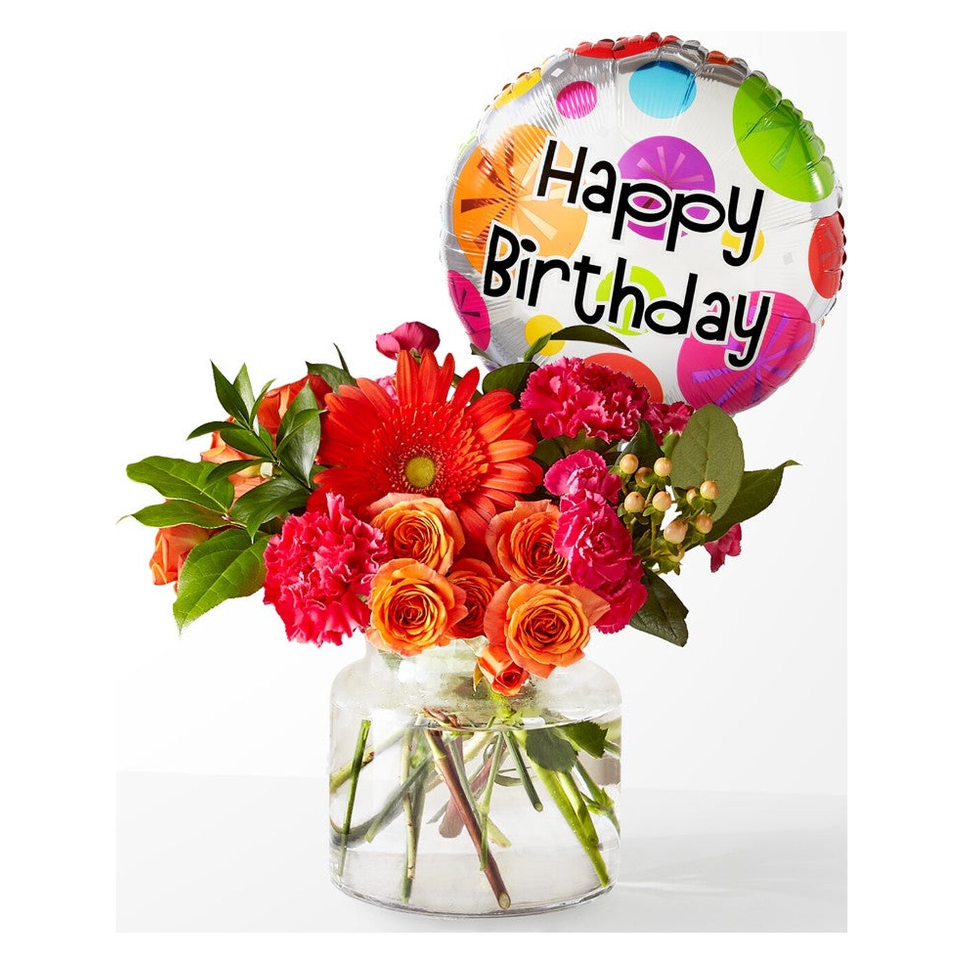 Fiesta Bouquet with Birthday Balloon flower arrangement